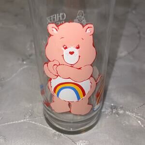 Vintage Care Bear Cheer Bear Drinking Glass Tumbler, 1983 Pizza Hut